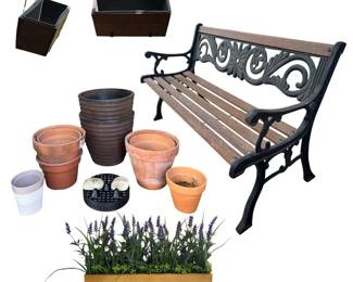 Charming Patio Bench...Heavy Cast Iron  Wood to Last