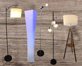 Eclectic Collection of 5 Contemporary  MidCentury Modern Style Floor Lamps