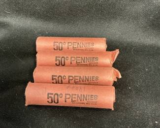 1959D 50c Penny Rolls