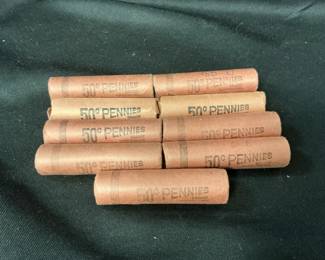 Nine Rolls Of 1960D Pennies