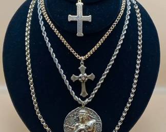 Vintage 14K YG Victorian Cross  Vintage Goldtone Chains And Pendants