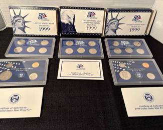 2 1999 US Mint Proof Sets , 1 1999 50 Qtr Proof Set