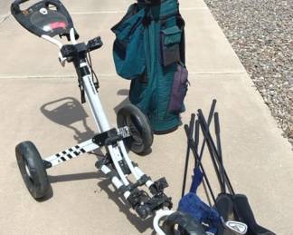Natural Gold Clubs  Tourtek Push Cart