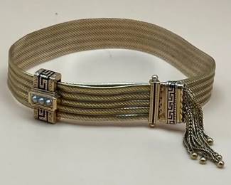 Ladies 14K Yellow Gold Mesh Slider Bracelet