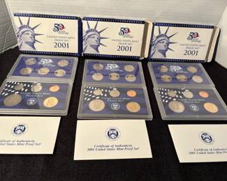 3 2001 US Mint Proof Sets
