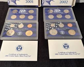 2001  2002 US Mint Proof Sets
