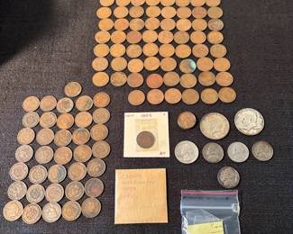 Vintage US Coins  Wheat Pennies, Carver Wash, 1964 Half Dollar Etc
