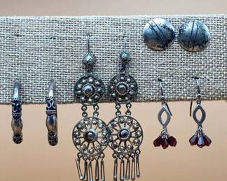 Collection Of Sterling Silver Vintage Earrings