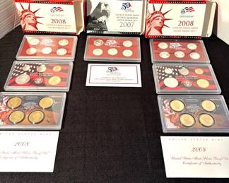 2 2008 US Silver Proof Sets  1 2007 Qrtr Silver Proof Set