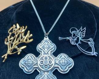 Vintage Christmas Jewelry  Including 2 Sterling Silver Designs