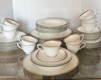Royal Worcester Silver Trimmed China Set