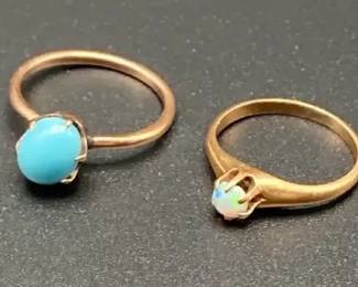 Ladies Vintage 14  10K Gold Cabochon Rings