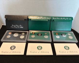 3 1994 US Mint Silver Proof Sets