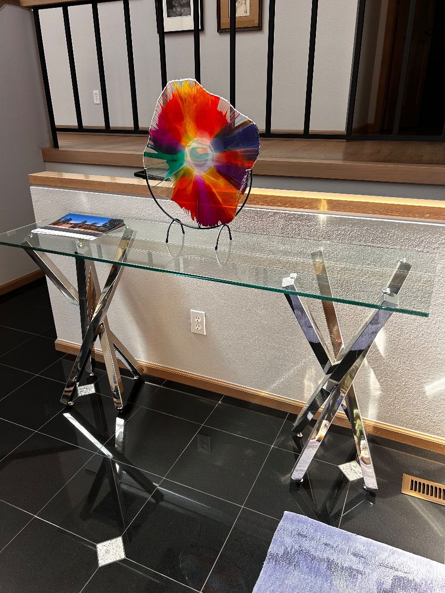 Glass and chrome console table