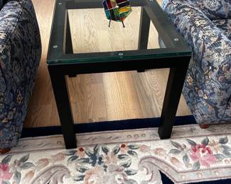 Room and Board steel and glass side table