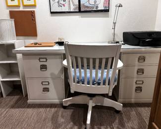White desk and chair, office items