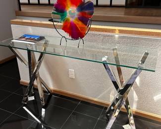 Glass and chrome console table