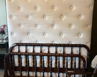 Queen bed headboard, footboard, rails, mattress & box springs