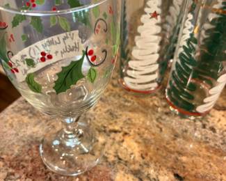 Vintage Christmas stemmed glass