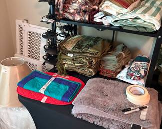 Dig door, lamp shade, miscellaneous curtains, tablecloths etc
