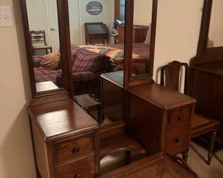 Dresser with triple mirror