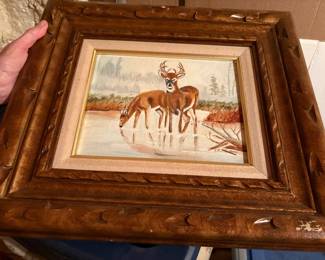 Wood framed deer picture