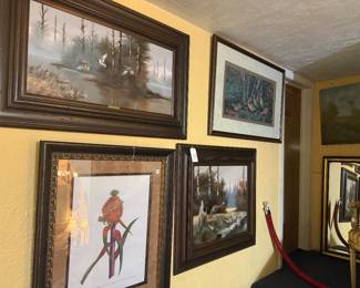 framed oils throughout the store