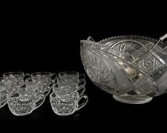 Imperial Glass Whirling Star Punch Bowl Set