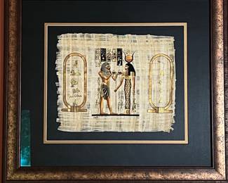 Egyptian Papyrus Painting with Cartouches