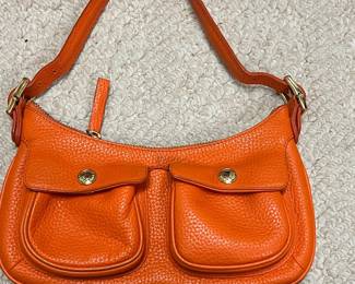 DKNY Orange Pebbled Leather Shoulder Bag