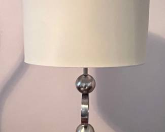 Modern Metal Table Lamp with Stacked Spheres and Rings