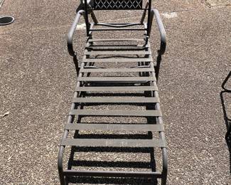 Wrought Iron Lattice Back Chaise Lounge