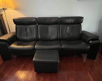Stressless "Arion" Style Leather Sofa with Ottoman