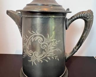 Silver Plated Coffee Pot with Engraved Floral Design