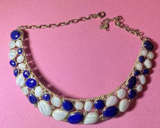 Sterling Silver Lapis Lazuli and Blue Lace Agate Necklace