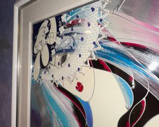 Peter Max Style "Lady with Veil" Serigraph