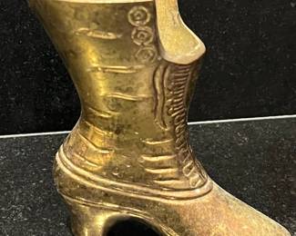 Victorian Style Brass Boot Vase