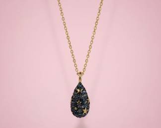 Teardrop Druzy Pendant Necklace with Star Accents