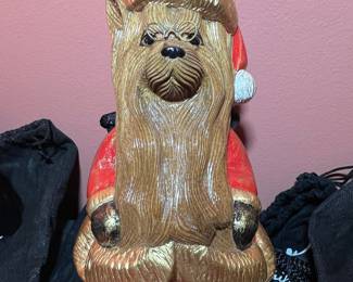 Timmy Woods Original Designs by Timmy Woods Handmade Limited Editions Pat. Pend. Wooden Santa Dog Figurine