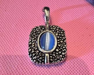Square "Blue Cat's Eye" Cabochon Pendant