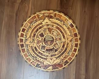 Aztec Calendar Wood Inlay Wall Art