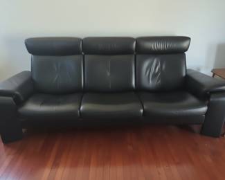 Stressless Black Leather Three-Seater Sofa