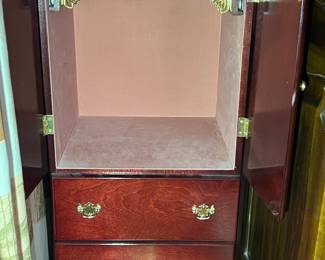 Cherry Finish Jewelry Armoire with Cabriole Legs