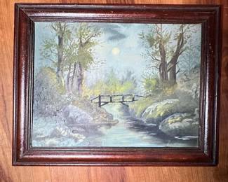 Landscape Oil Painting with Bridge