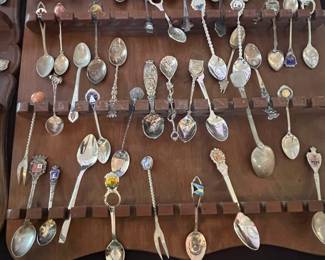 Souvenir Spoons Collection with Display Rack