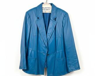 Dana Buchman Woman Teal Leather Blazer