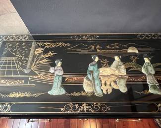 Chinoiserie Style Black Lacquer Mother-of-Pearl Cabinet