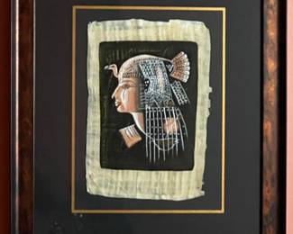 Egyptian Papyrus Painting of Queen Nefertiti Style