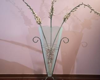 Frosted Glass and Metal Umbrella Stand Style