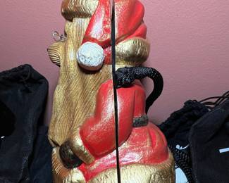 Timmy Woods Original Designs by Timmy Woods Handmade Limited Editions Pat. Pend. Wooden Santa Dog Figurine